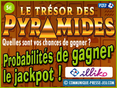 Jeu grattage Le Trésor des Pyramides, les probabilités de gagner le jackpot.